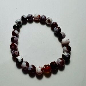 Carnelian and Orca Agate 8mm Beaded Bracelet